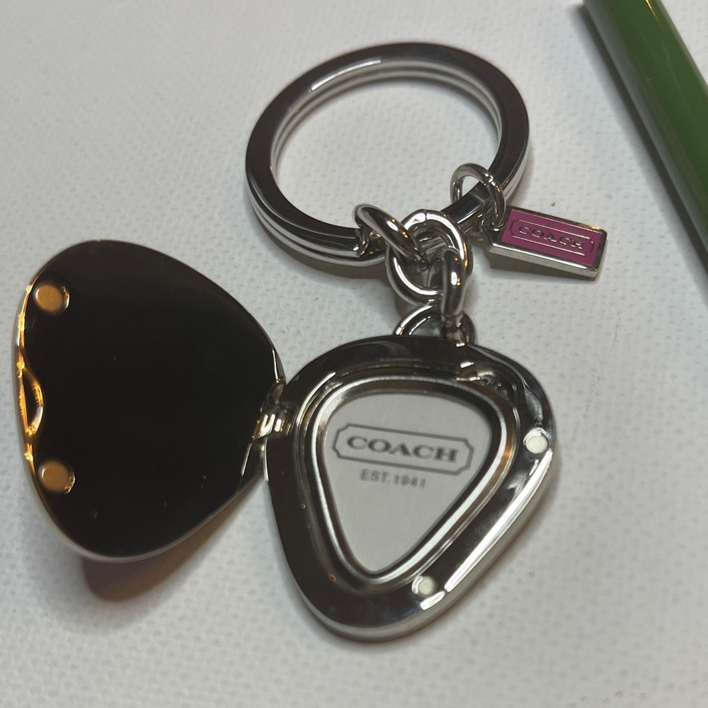 Coach Pink Strawberry Locket Keychain and Green Coach Pen Set - Picture 3 of 6